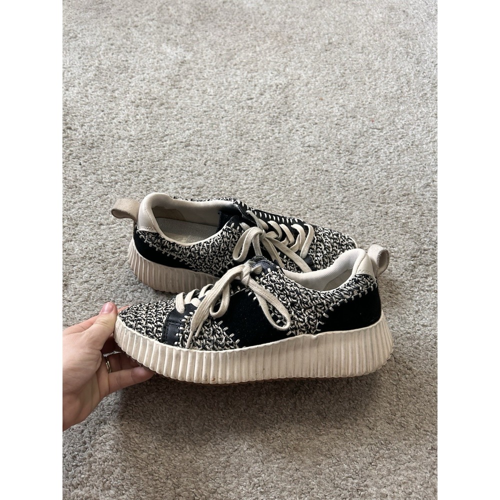 Dolce Vita Dolley Women's Sneaker, Black White Knit, Size 8.5,  Retro‎ Style